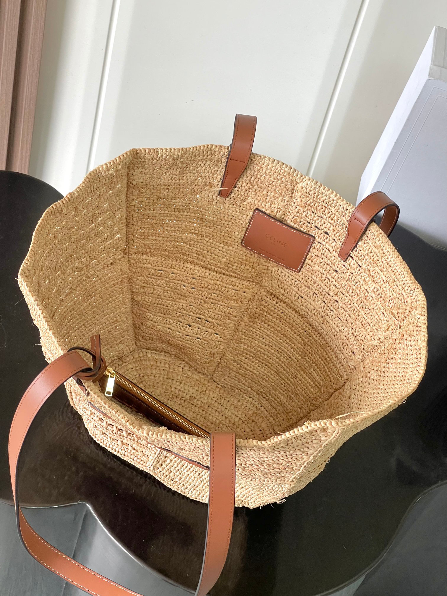 CELINE Medium Woven Triomphe Basket Bag - Image 8