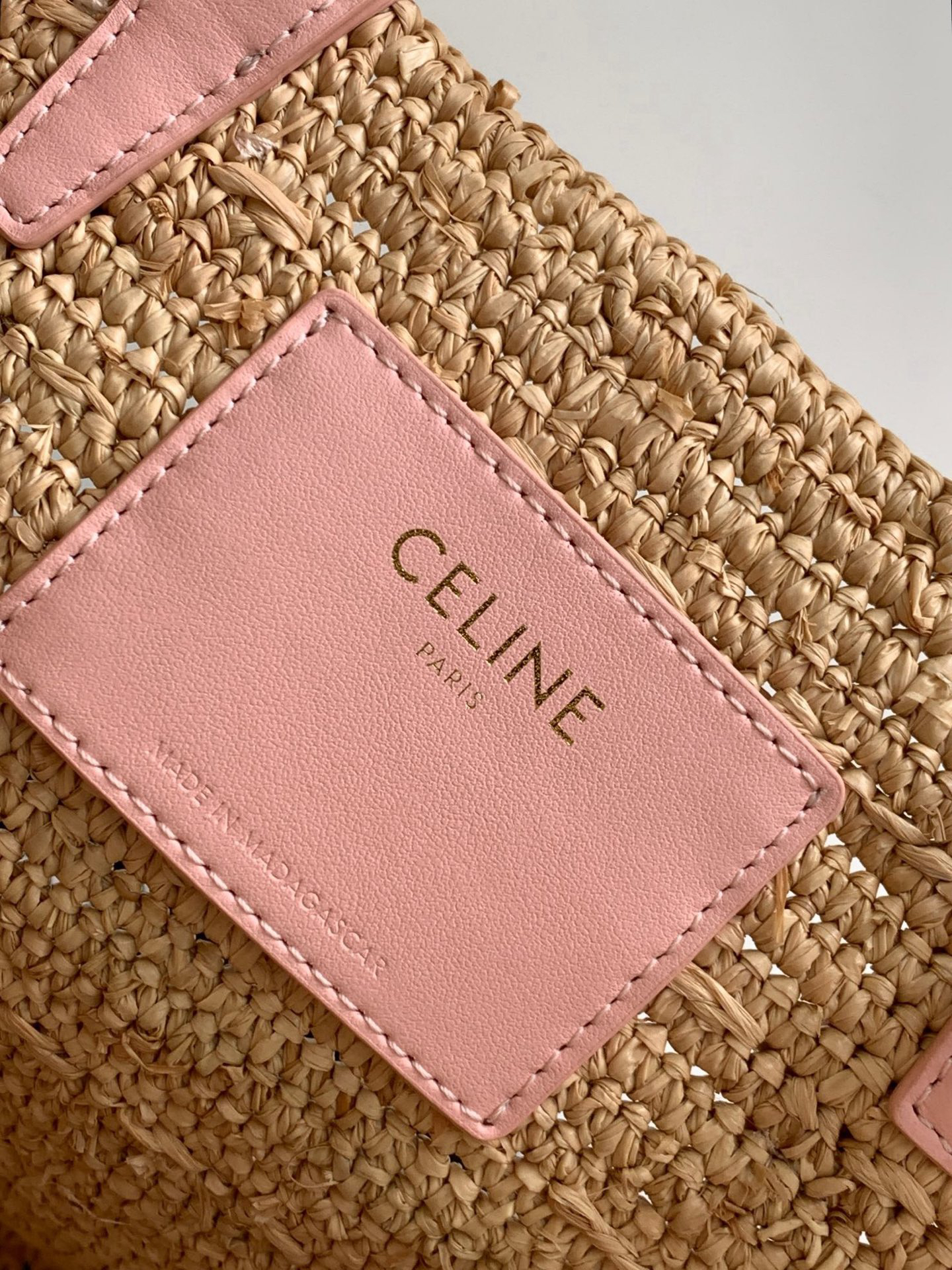 CELINE Teen Woven Plant-Fiber and Calfskin Soft Classic Basket Tote Bag - Image 8