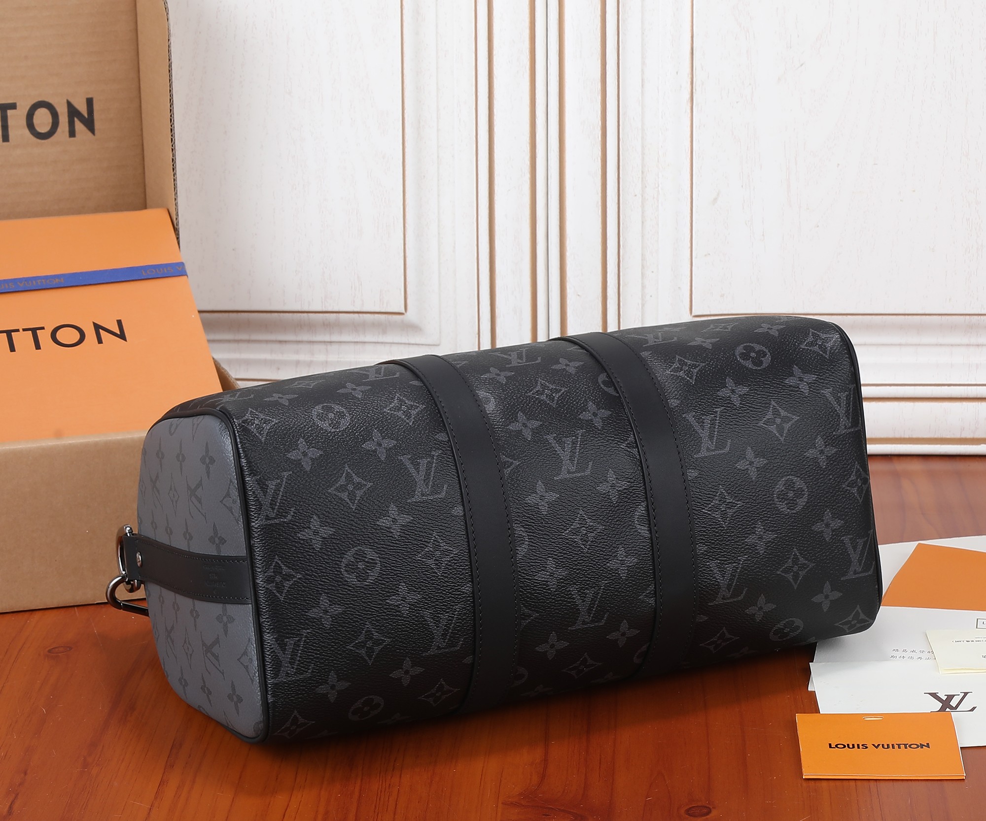 Louis Vuitton Keepall Bandouliere 35 Travel Bag in Monogram Eclipse Canvas - Image 8