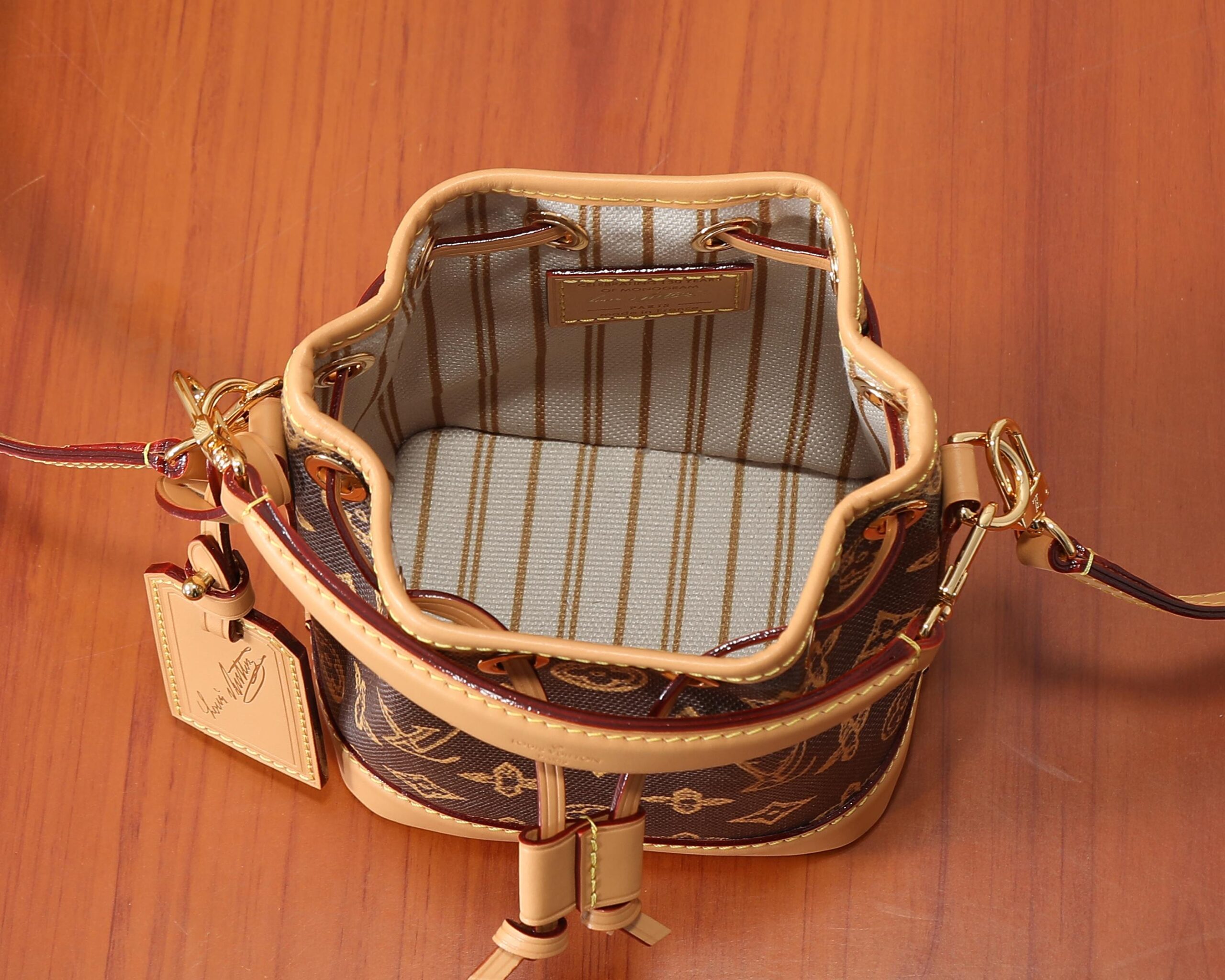 Louis Vuitton Nano Noé Monogram Origine Canvas Handbag - Image 8
