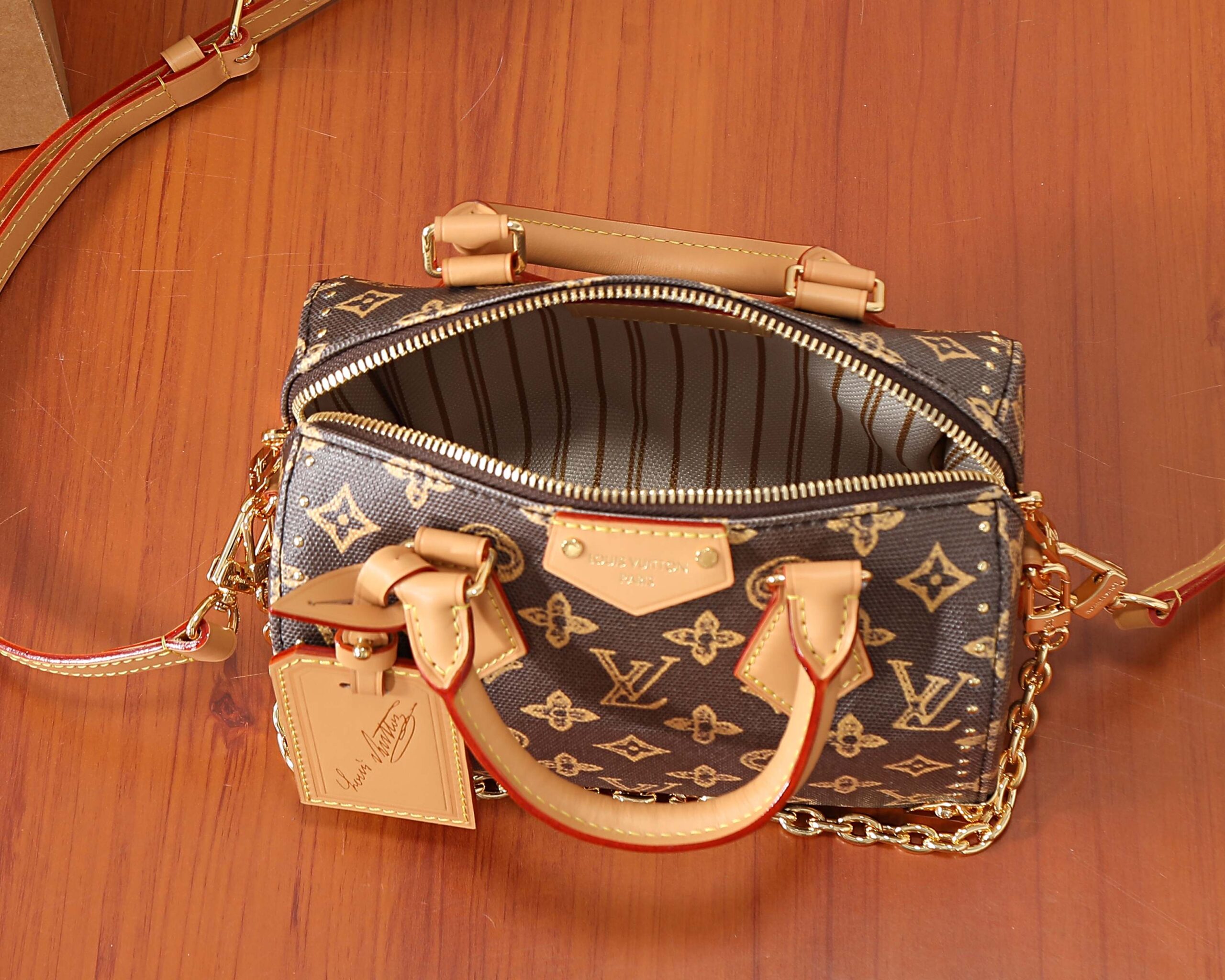 Louis Vuitton Speedy Trunk 20 Handbag in Monogram Origine Ebene Canvas - Image 8