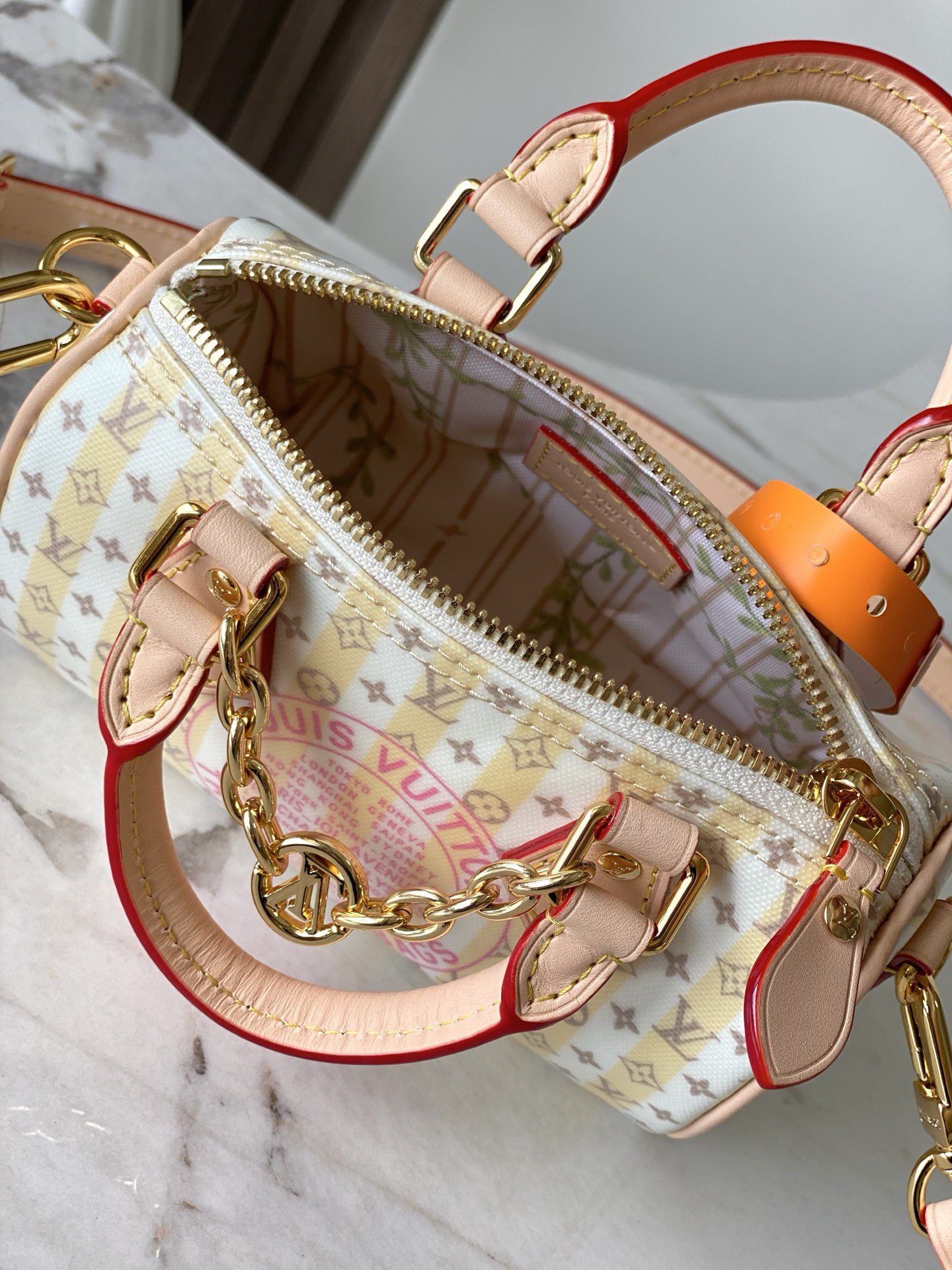 Louis Vuitton Nano Speedy Mini Crossbody Bag in Beige - Image 8
