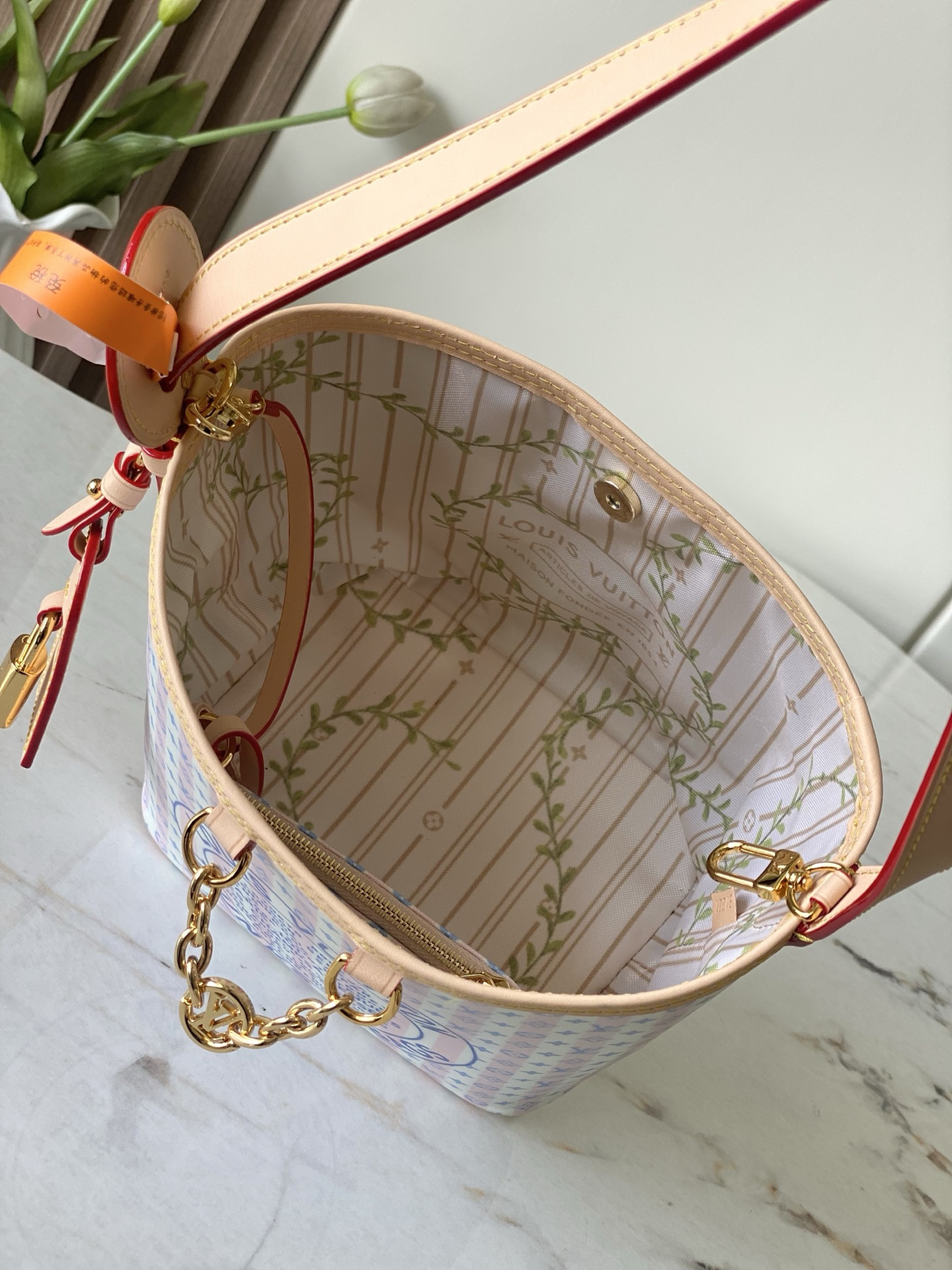 Louis Vuitton All In BB Monogram Stripe Bucket Shoulder Bag in Pink (M29115) - Image 8