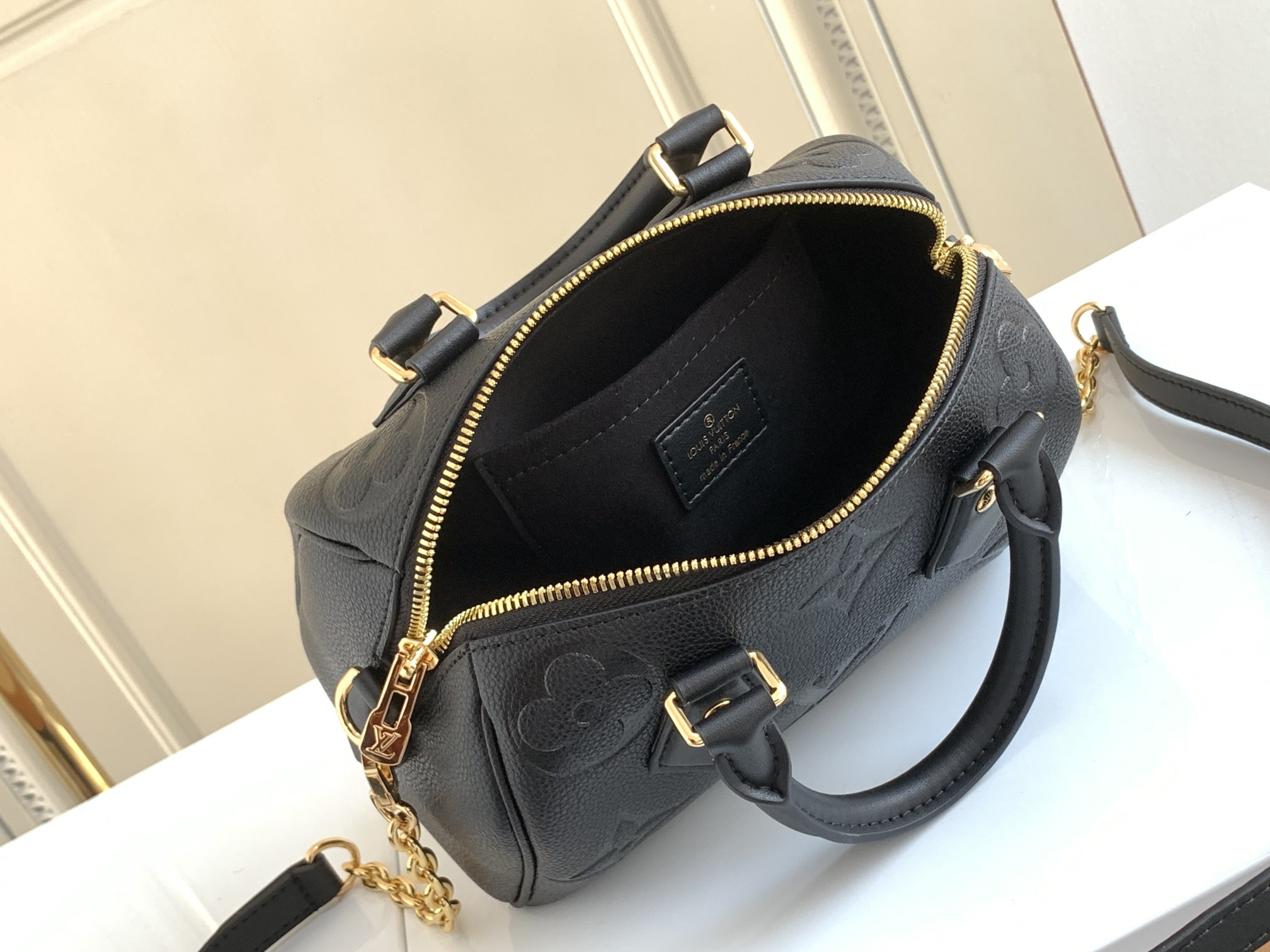 Louis Vuitton Speedy Bandouliere 20 Crossbody Bag in Pearl Blue Monogram Empreinte Leather - Image 8