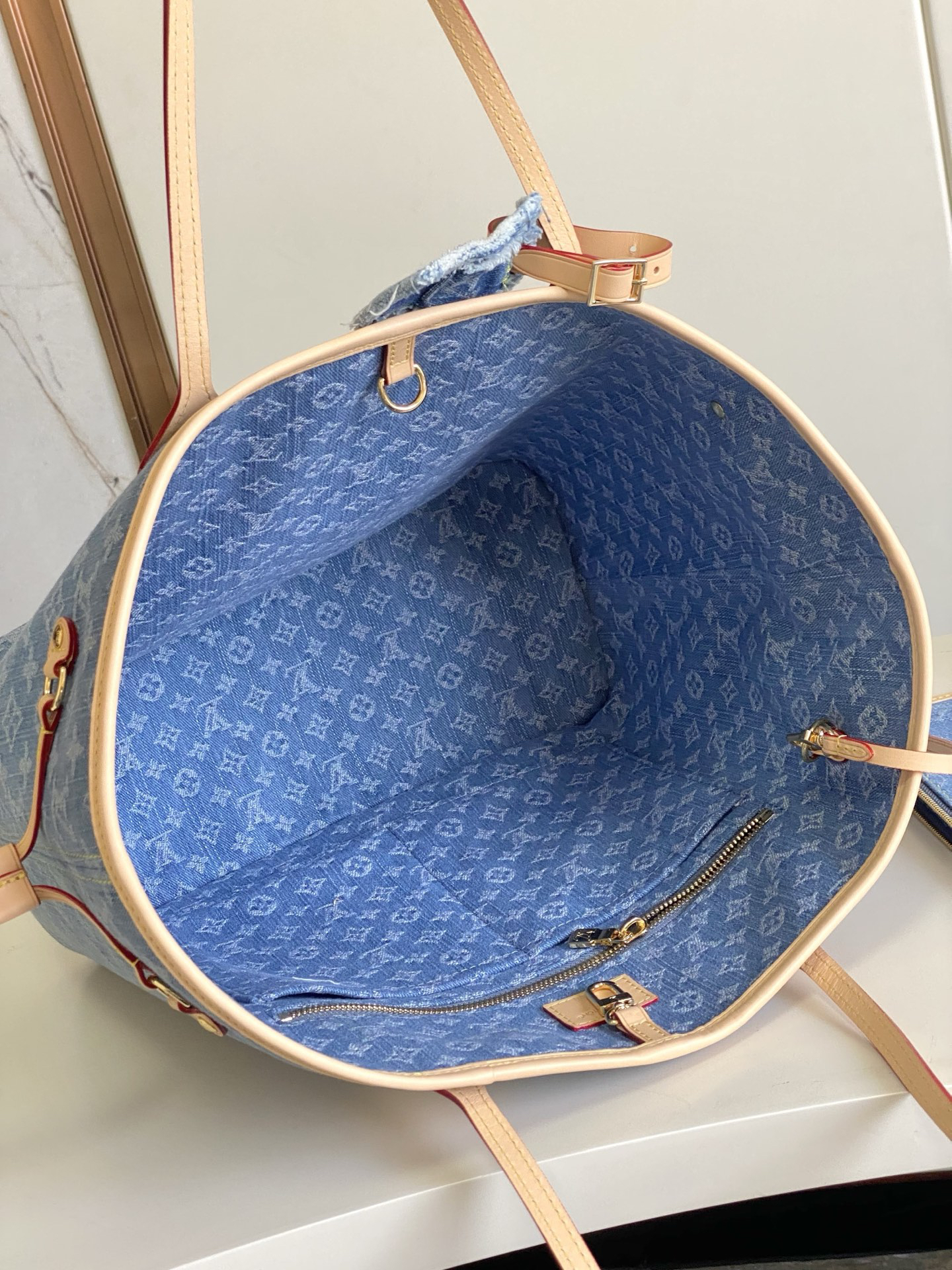 Louis Vuitton Neverfull Monogram Denim Tote Bag - Image 8