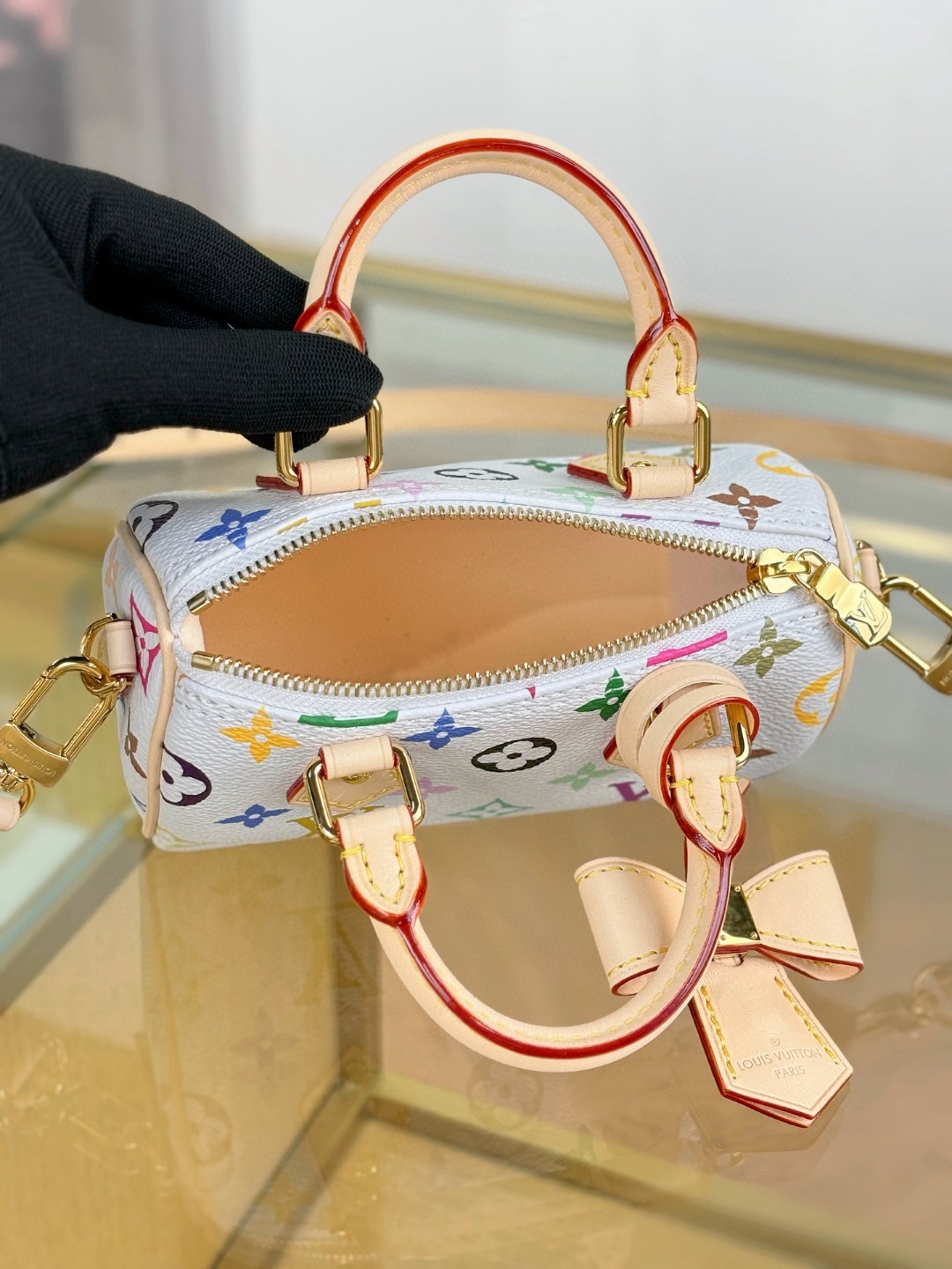 Nano Speedy Handbag, White Tricolor - Image 8