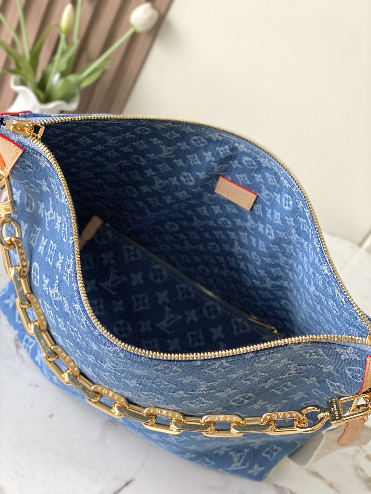 Coussin Hobo MM Monogram Denim Shoulder Bag - Image 8