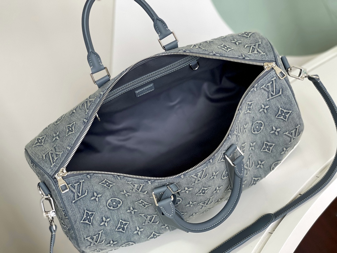 Louis Vuitton Keepall Bandoulière 50 Denim Travel Bag - Image 8