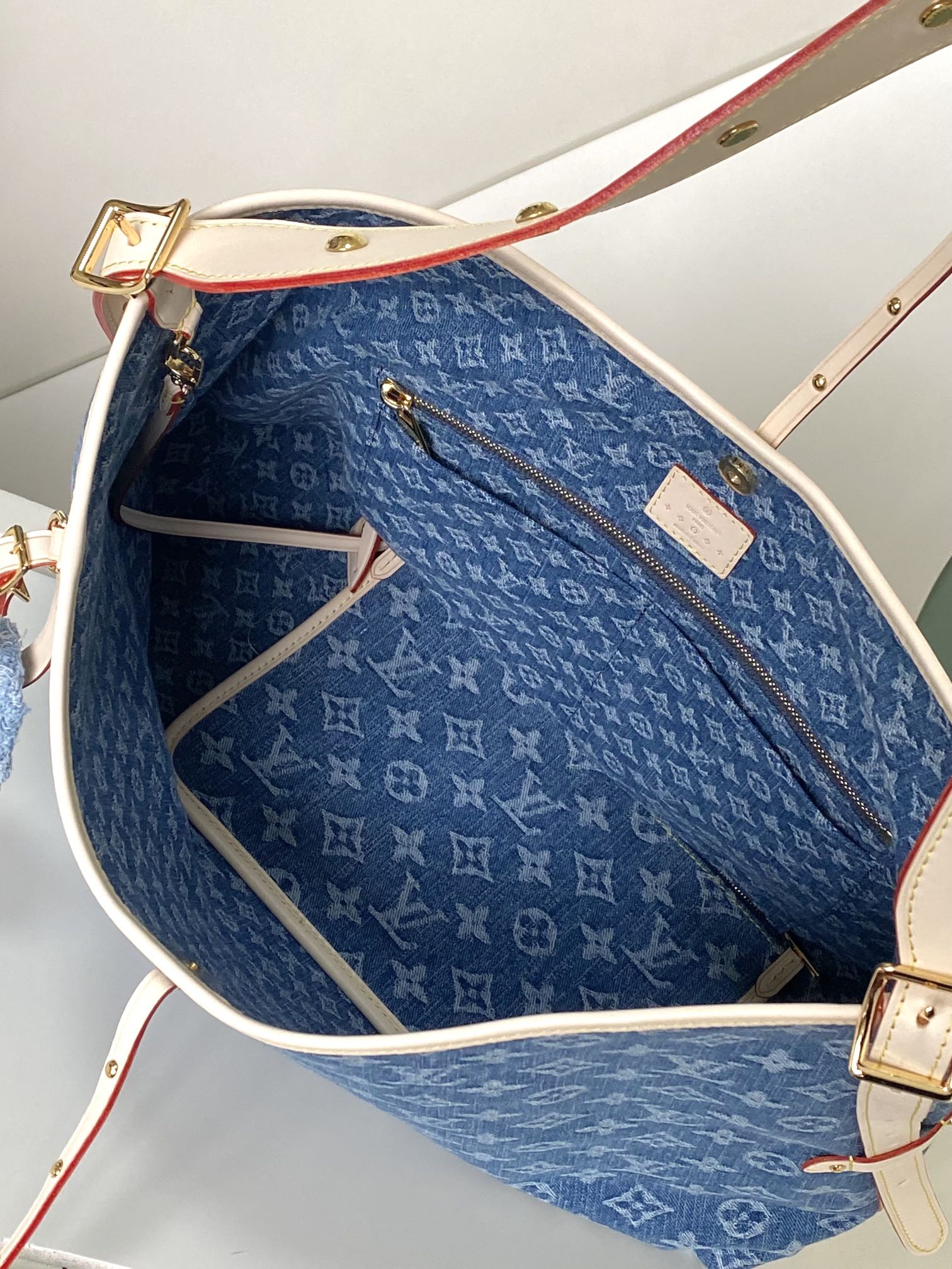 Louis Vuitton CarryAll MM Denim Tote Bag - Image 8