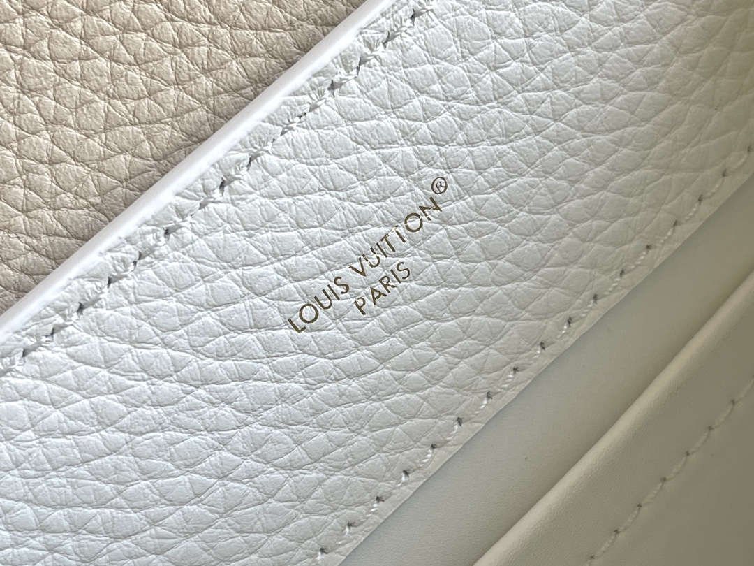 Louis Vuitton Capucines BB Handbag in White Floral Color-Block Taurillon Leather - Image 8