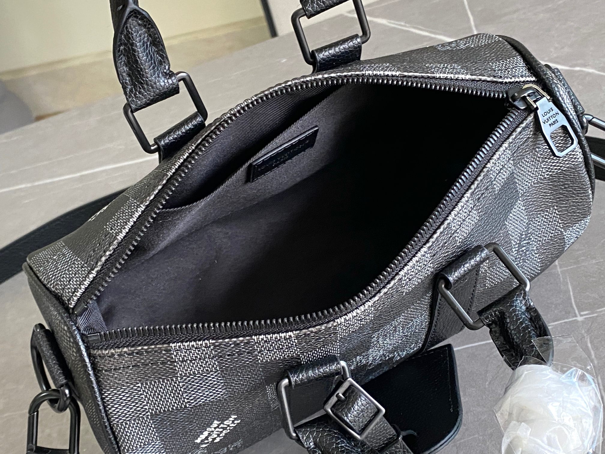 Louis Vuitton Keepall 25 Travel Bag in Black Monogram Eclipse Reverse Canvas - Image 8