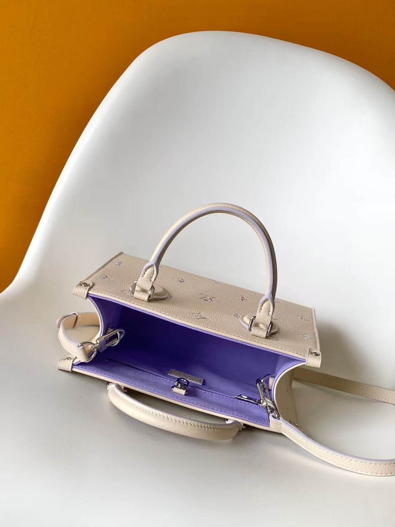 Louis Vuitton OnTheGo Small Handbag in Monogram Empreinte Leather, Iridescent Purple - Image 8