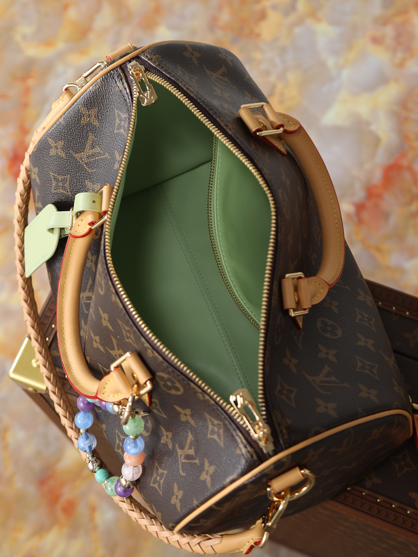 Louis Vuitton Speedy Soft 30 Lucky Handbag in Green Monogram Canvas - Image 8