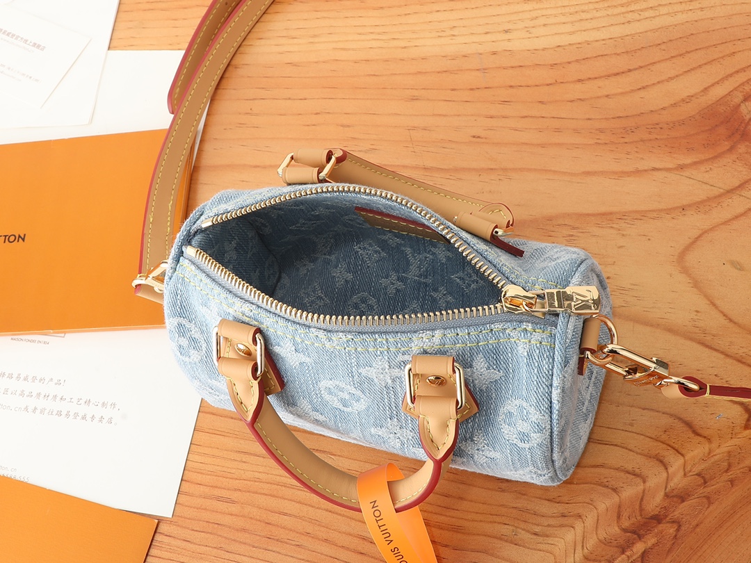 Louis Vuitton Nano Speedy Monogram Denim Handbag - Image 8