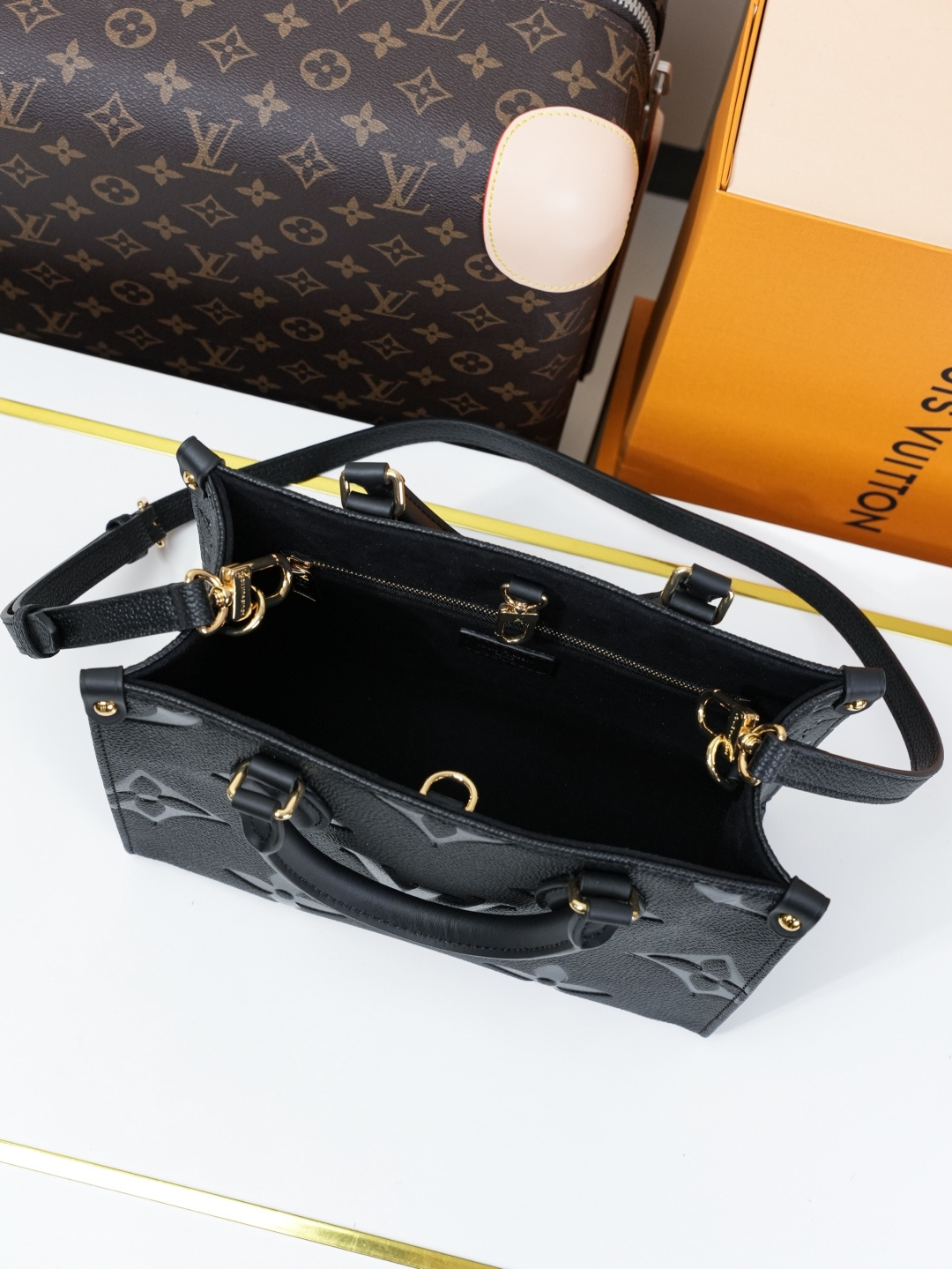 Louis Vuitton Onthego Small Tote Bag in Monogram Empreinte Leather - Image 8