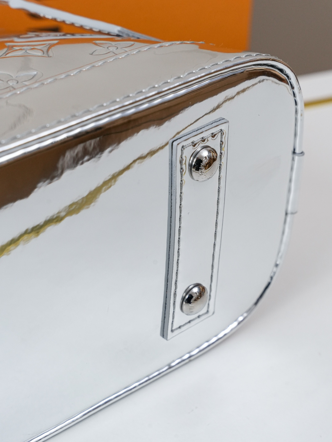 Louis Vuitton Alma BB Handbag in Silver Monogram Miroir Canvas - Image 8
