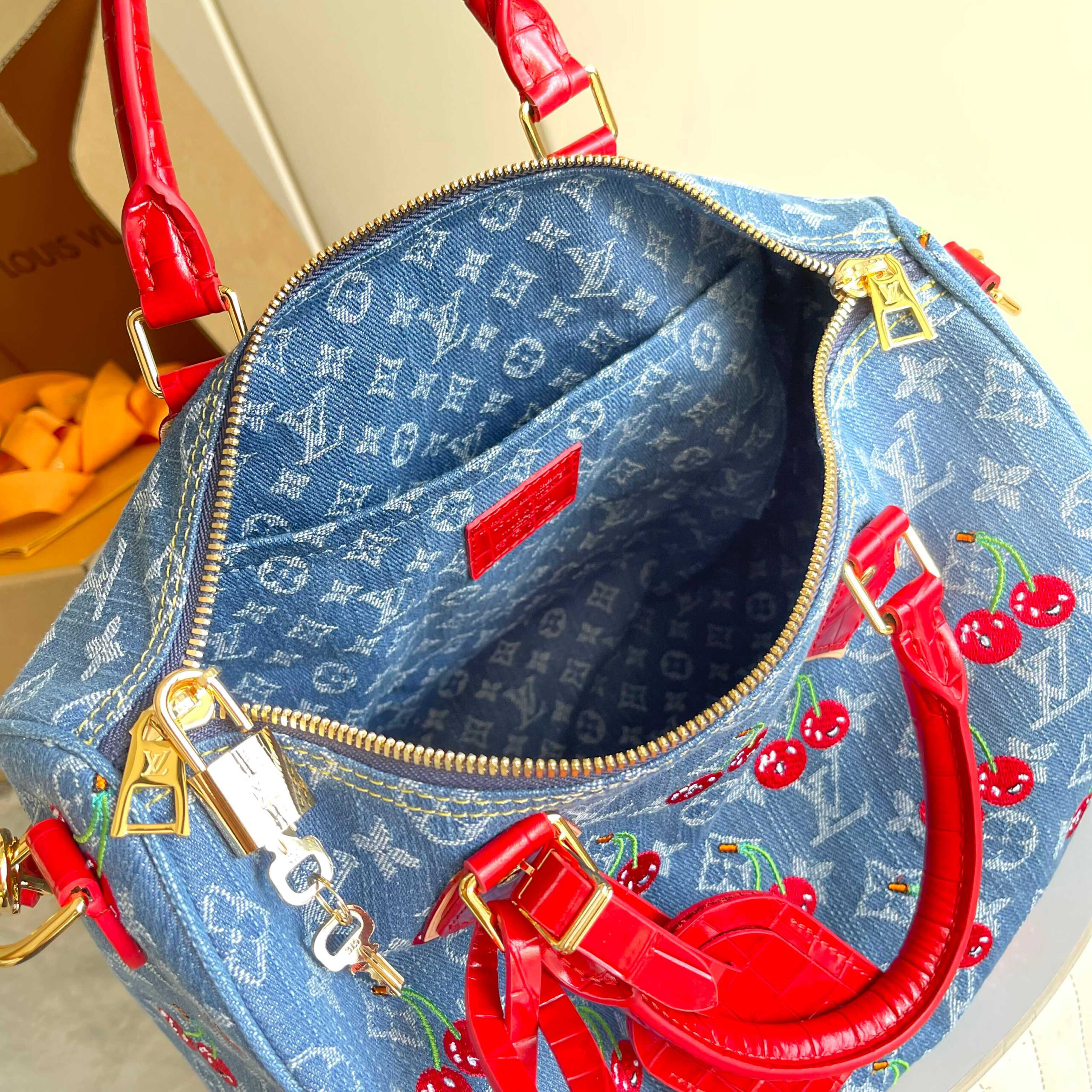 Louis Vuitton x Takashi Murakami Monogram Denim Cherry Crossbody Bag - Image 8