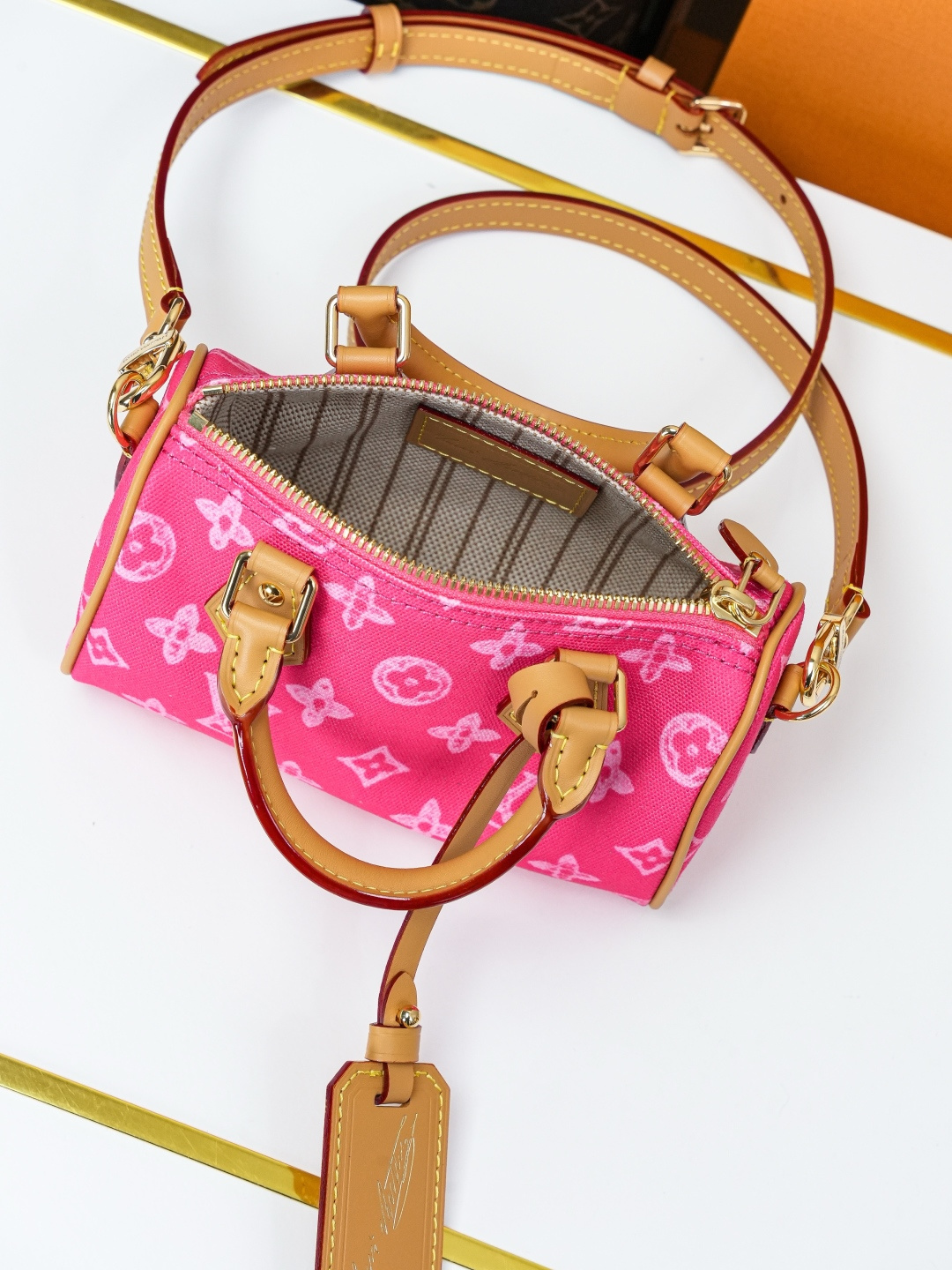 Louis Vuitton Nano Speedy Handbag in Red Monogram Canvas - Image 8