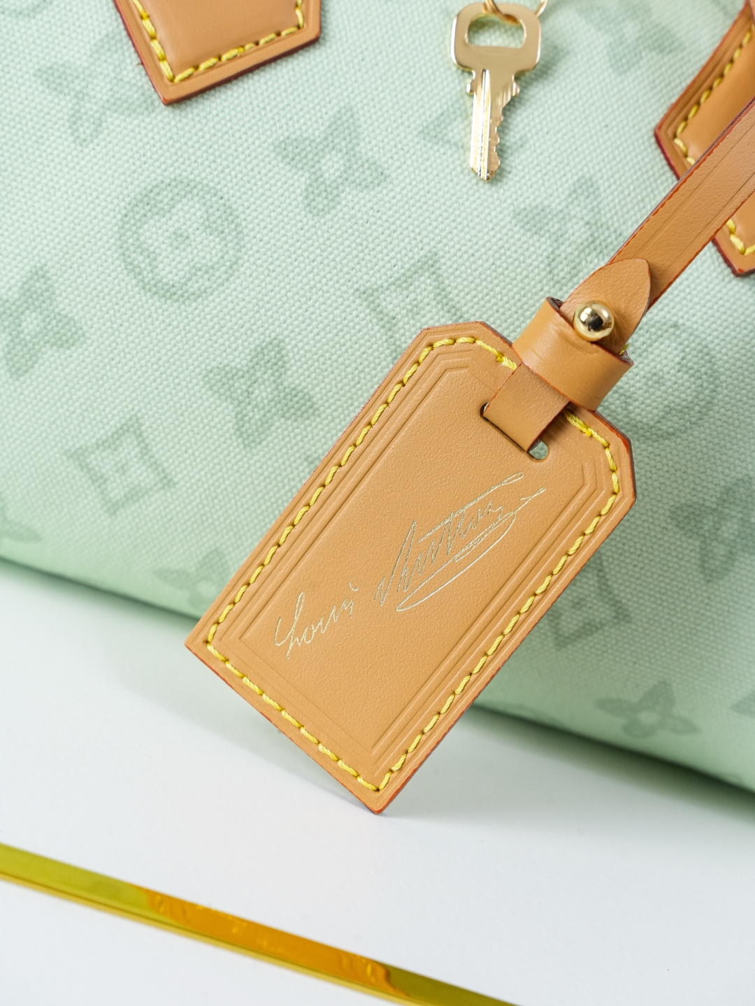 Louis Vuitton Speedy Bandouliere 20 Light Green Monogram Canvas Bag - Image 8