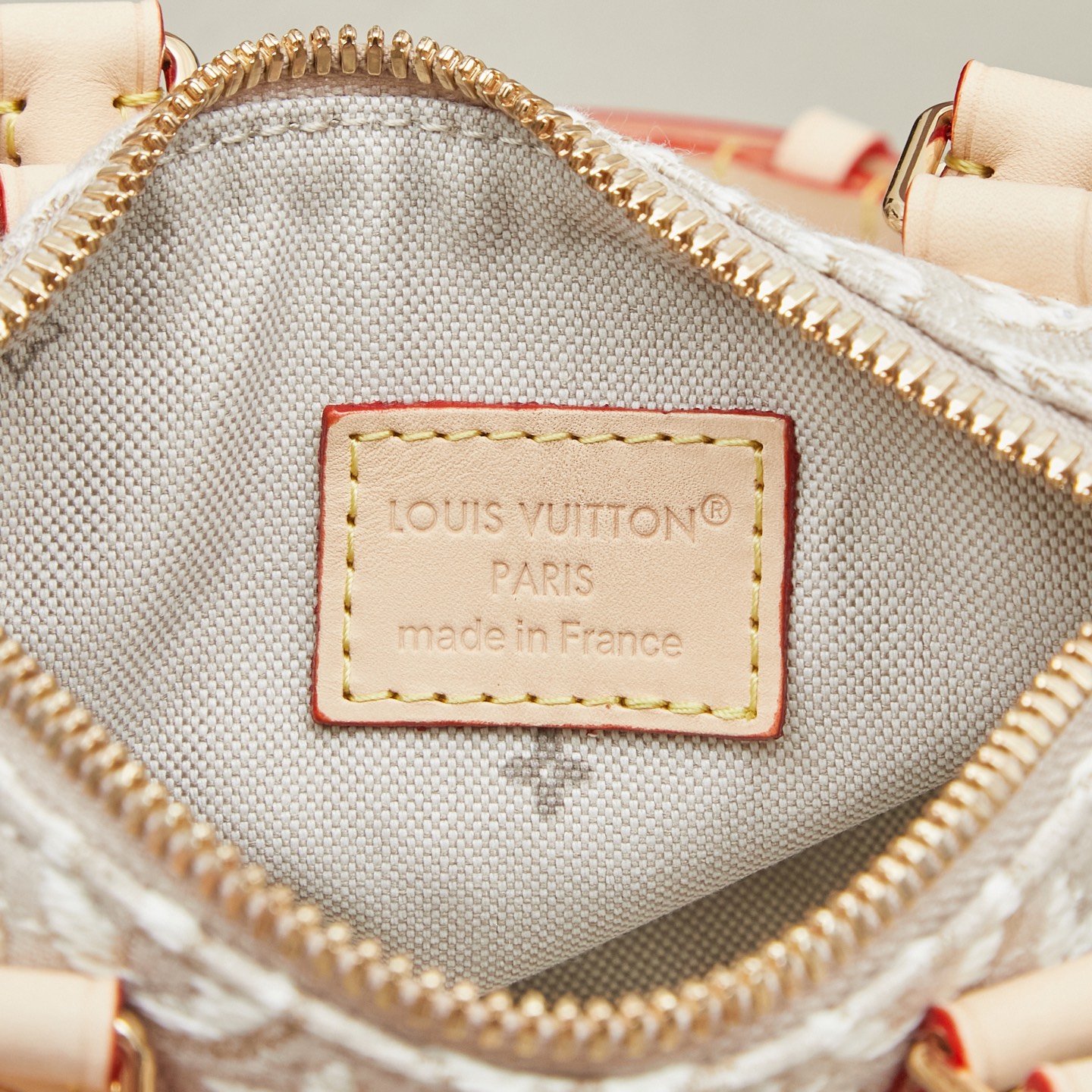 Louis Vuitton Nano Speedy Mini Handbag in White Jacquard Denim - Image 8