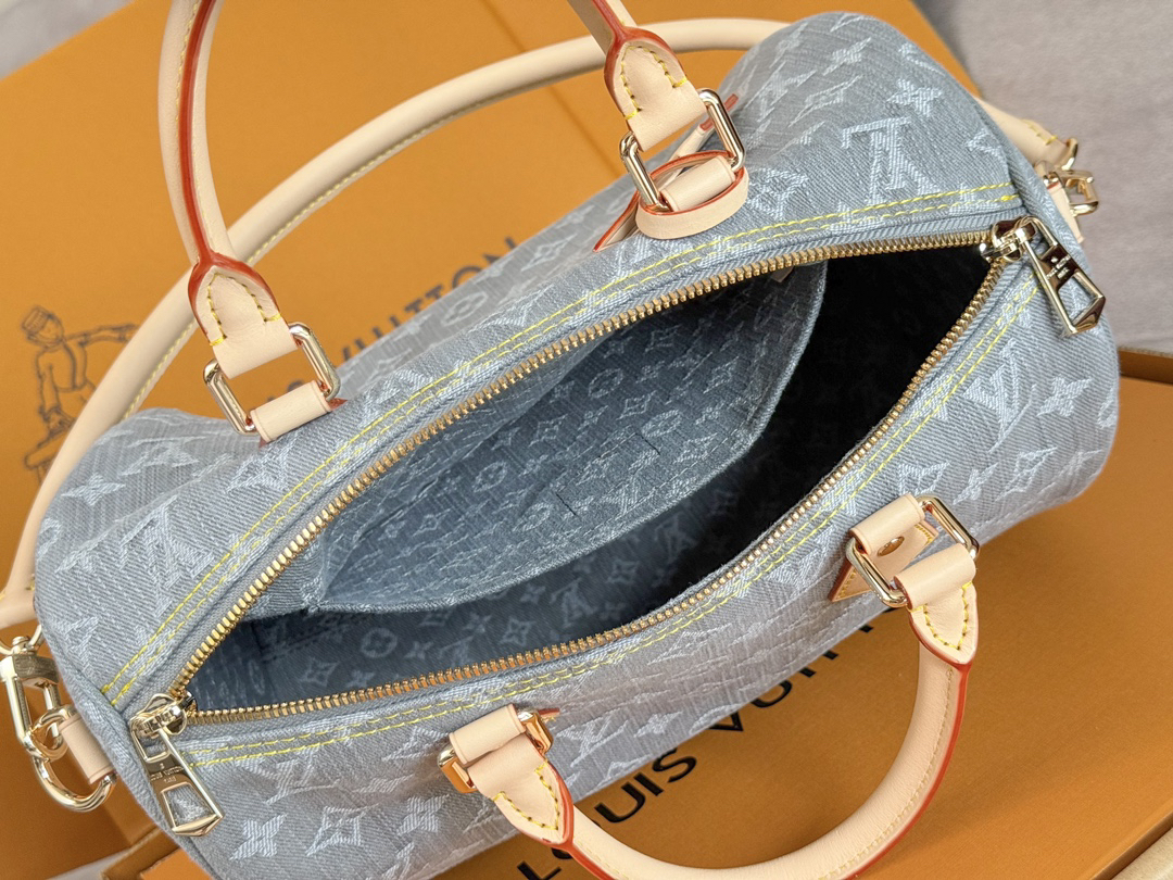 Louis Vuitton Speedy Soft 30 Denim Handbag - Image 8