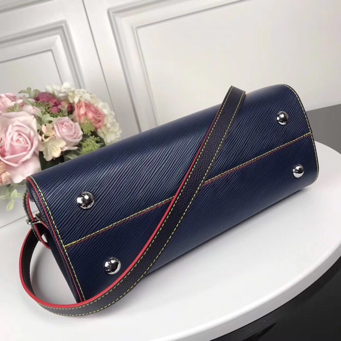 Louis Vuitton Twist Tote Blue Leather Bag M54810 - Image 8