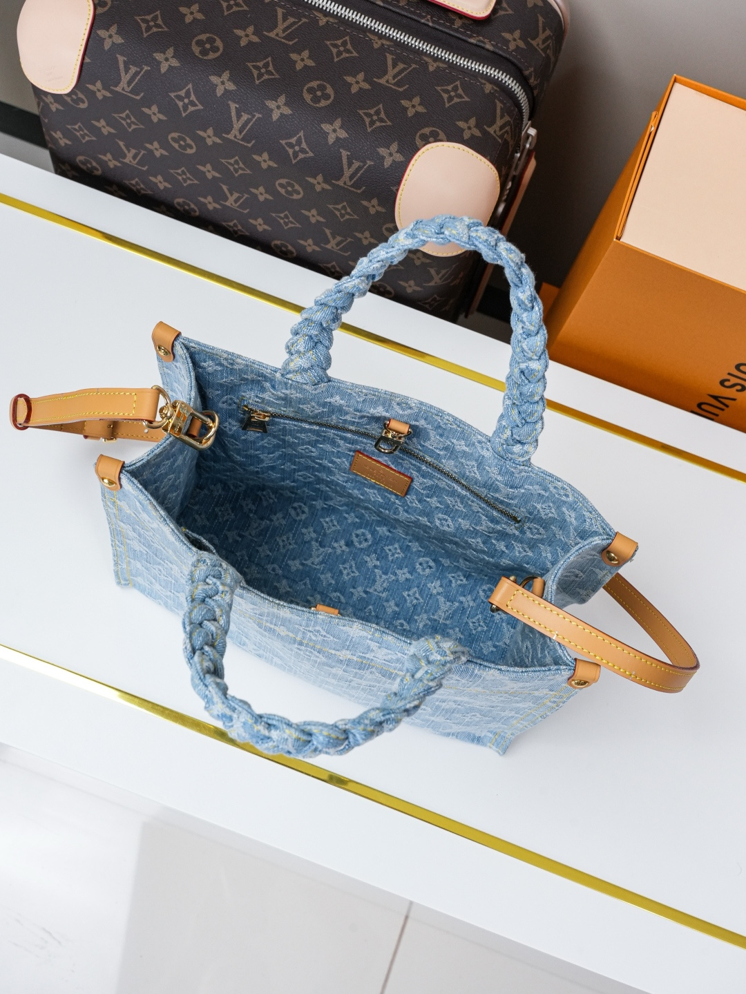 Louis Vuitton Let Go Small Tote Bag in Monogram Denim - Image 8