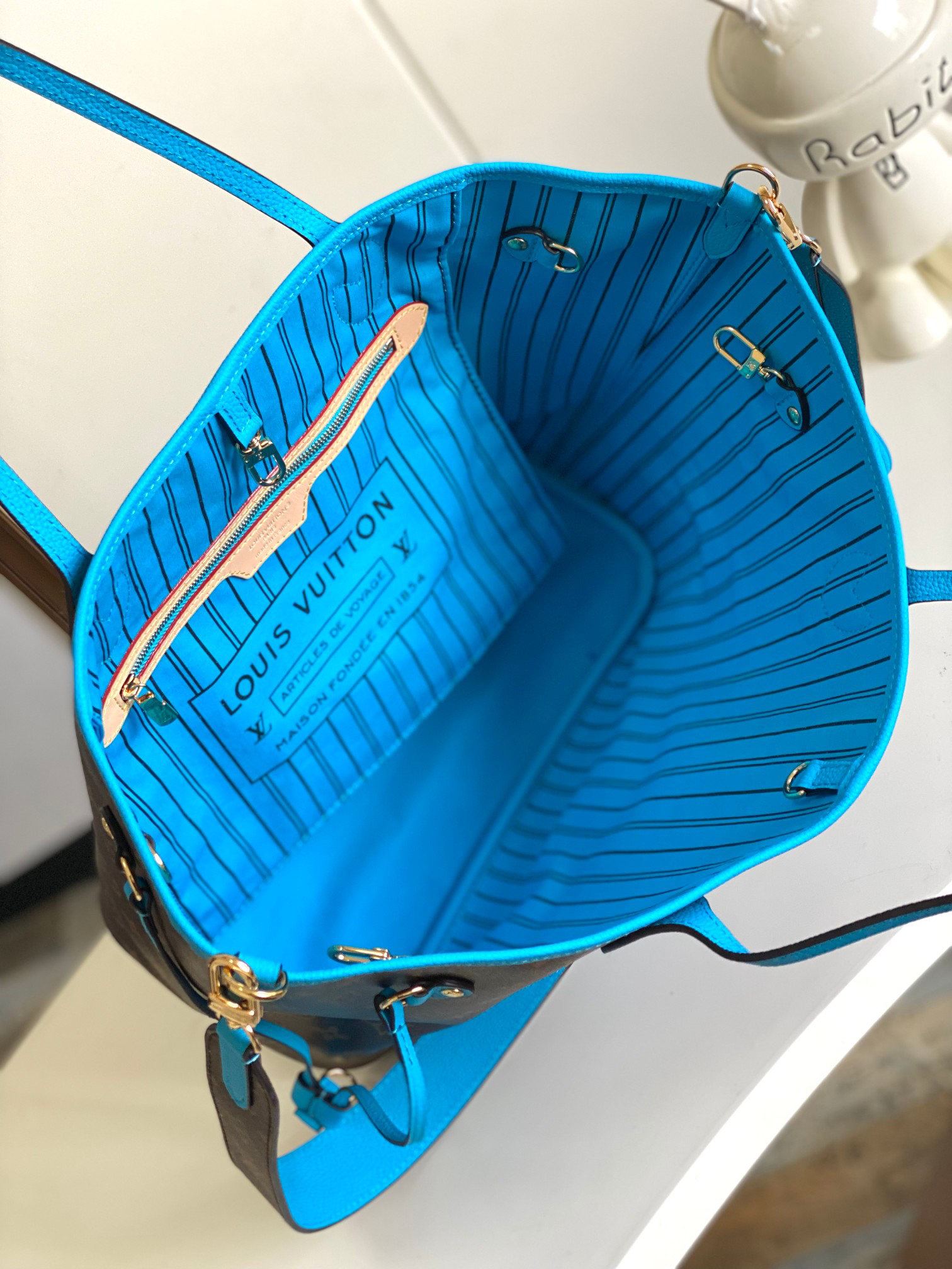 Louis Vuitton Neverfull MM Damier Azur Tote Bag - Image 8