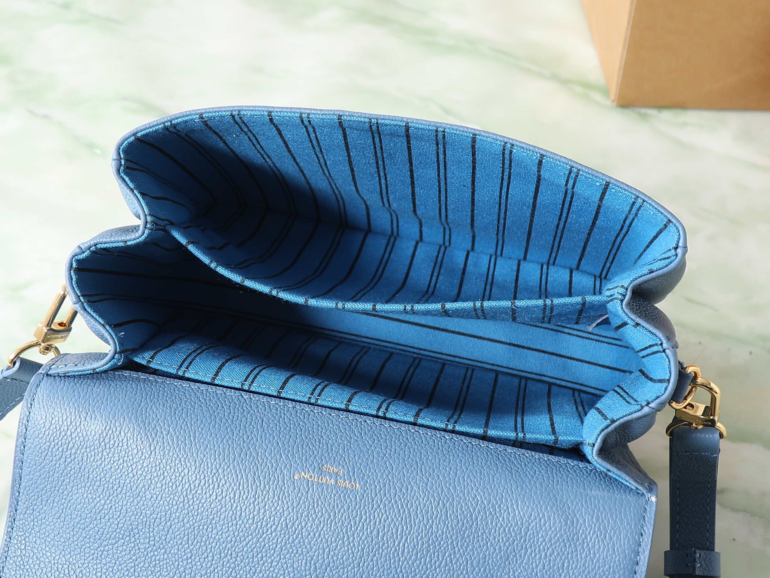 Louis Vuitton Pochette Métis Monogram Empreinte Leather Handbag - Blue - Image 8