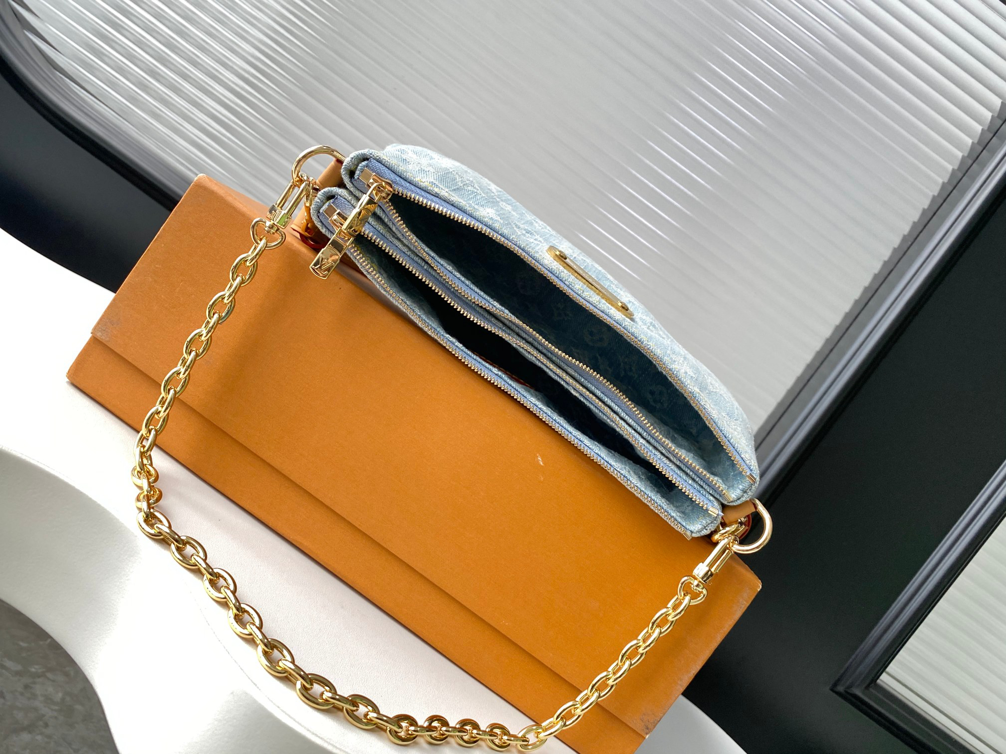Louis Vuitton Liv Pochette Monogram Denim Crossbody Bag - Image 8