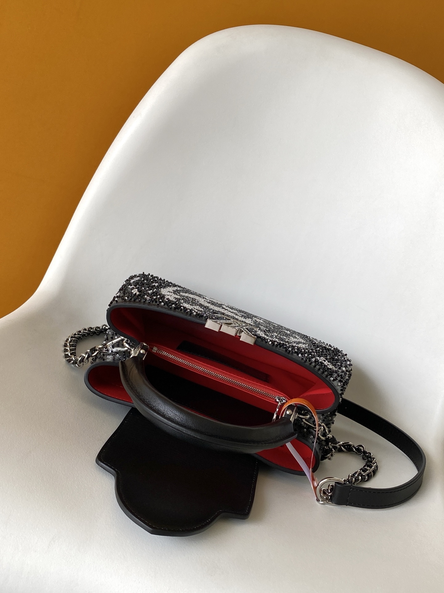 Louis Vuitton Capucines Mini Handbag – Black and Off-White - Image 8