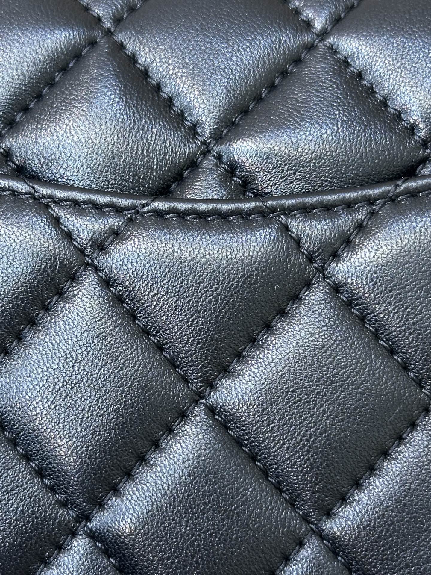 Quilted Lambskin Crossbody Bag with Gold Ball Chain - Image 8