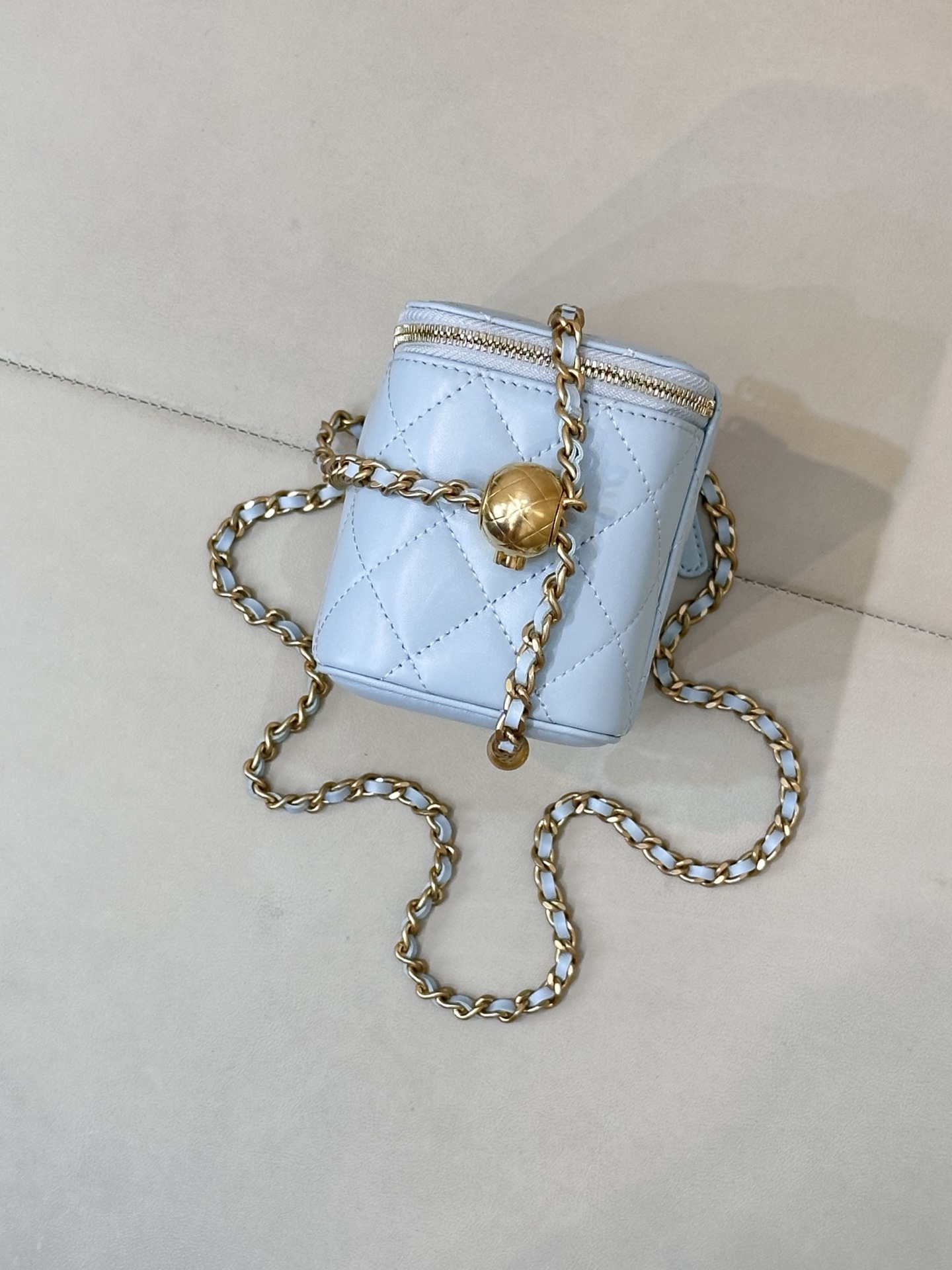Chanel Mini Gold Ball Square Lambskin Shoulder Bag - Image 8