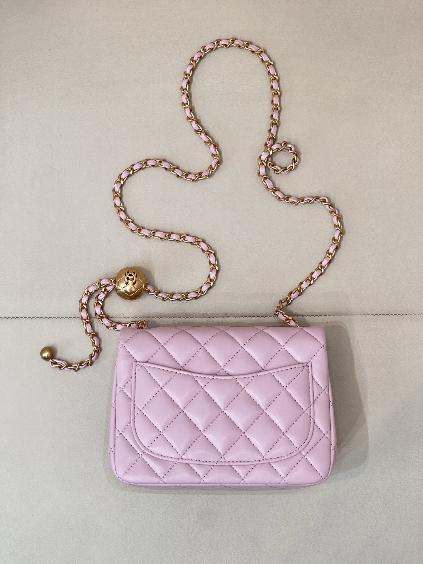 Chanel Pink Lambskin Quilted Square Crossbody Bag with Adjustable Chain - Image 8