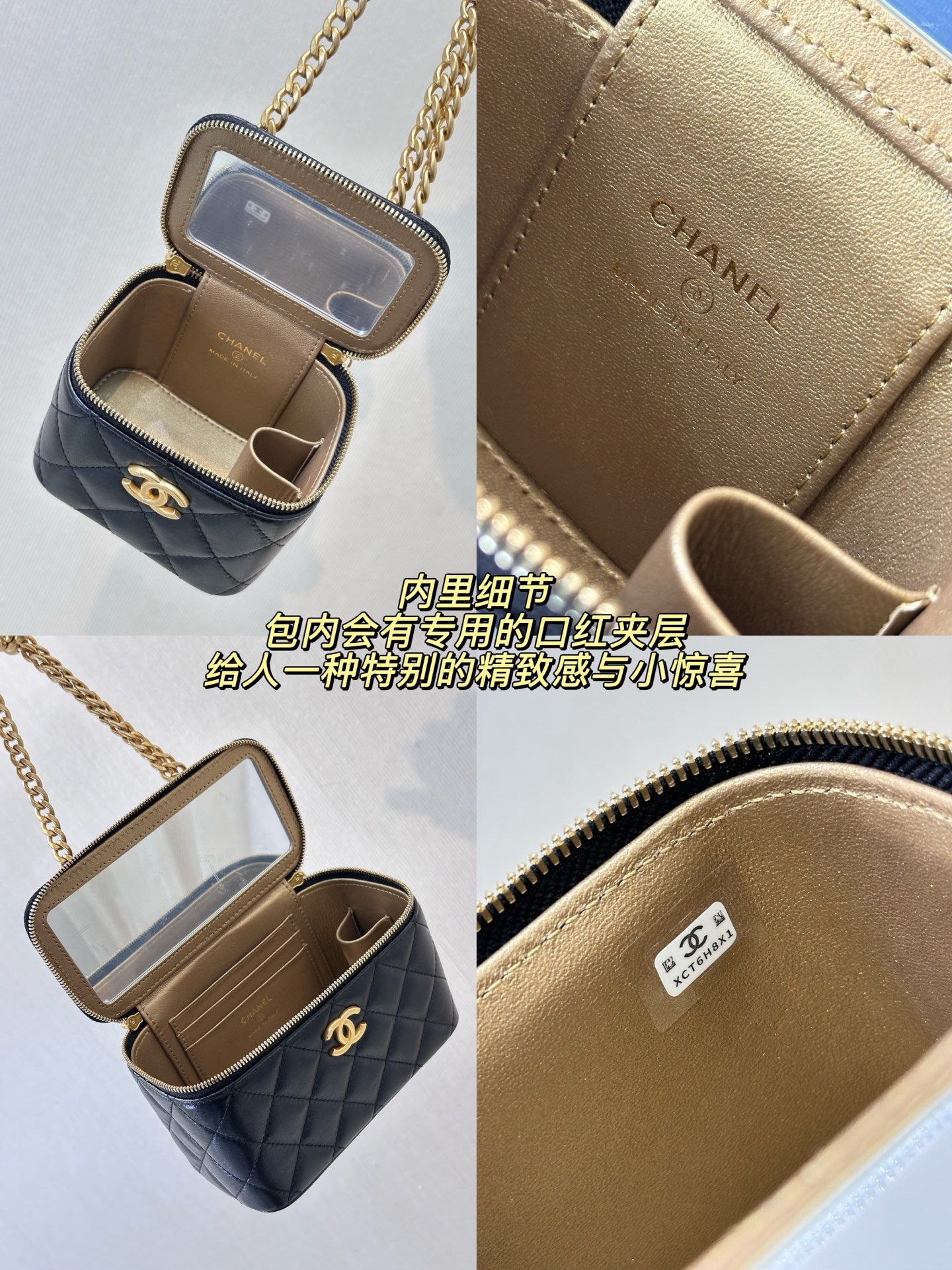 Mini Black Leather Chain Crossbody Bag - Image 8