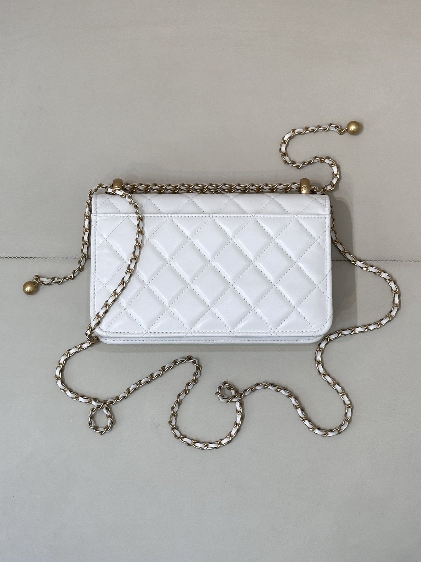Genuine Leather Double Ball Chain WOC Crossbody Bag - Image 8