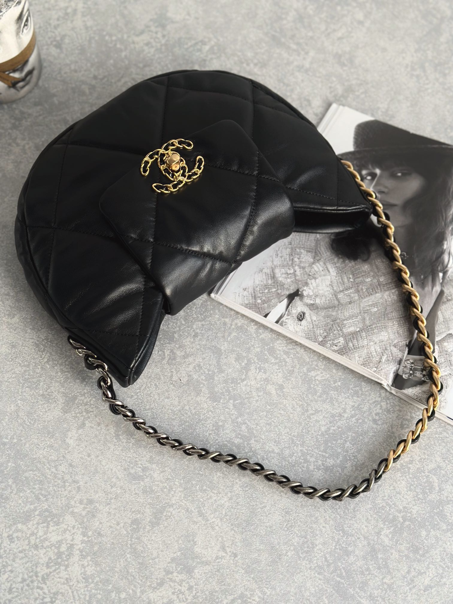 CHANEL 24C Moon-Shaped Lambskin Shoulder Bag - Image 8