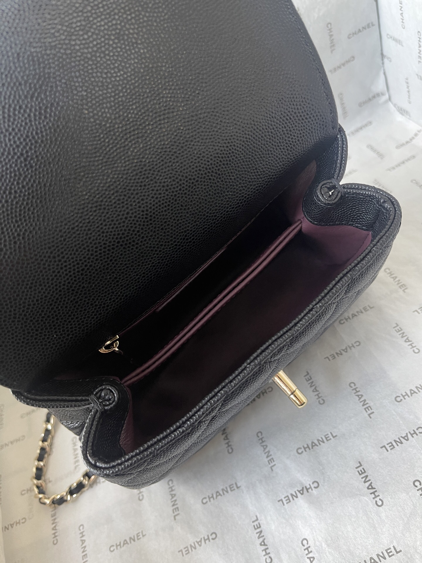Chanel Coco Handle Mini Flap Top-Handle Bag in Burgundy Embossed Calfskin - Image 8