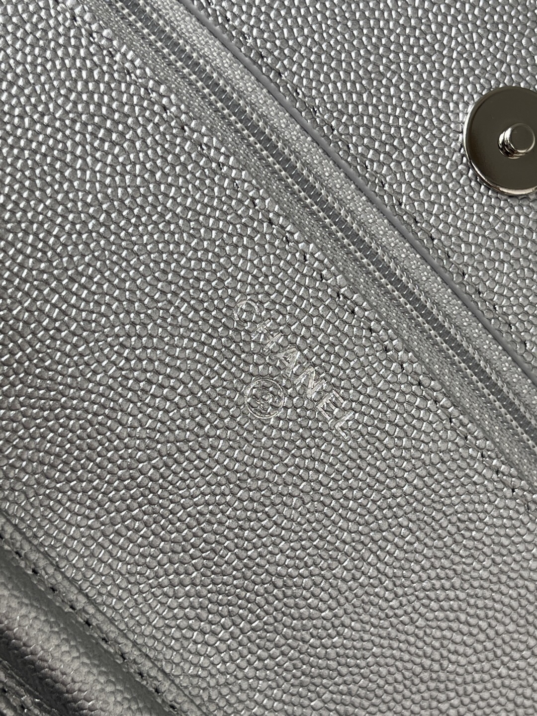 Classic Flap Wallet on Chain in Black Caviar Leather - Image 8