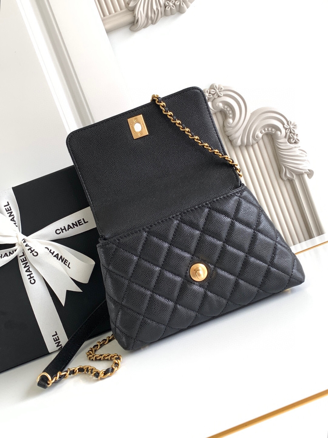 Chanel Mini Coco Handle Flap Handbag AS2215 - Image 8