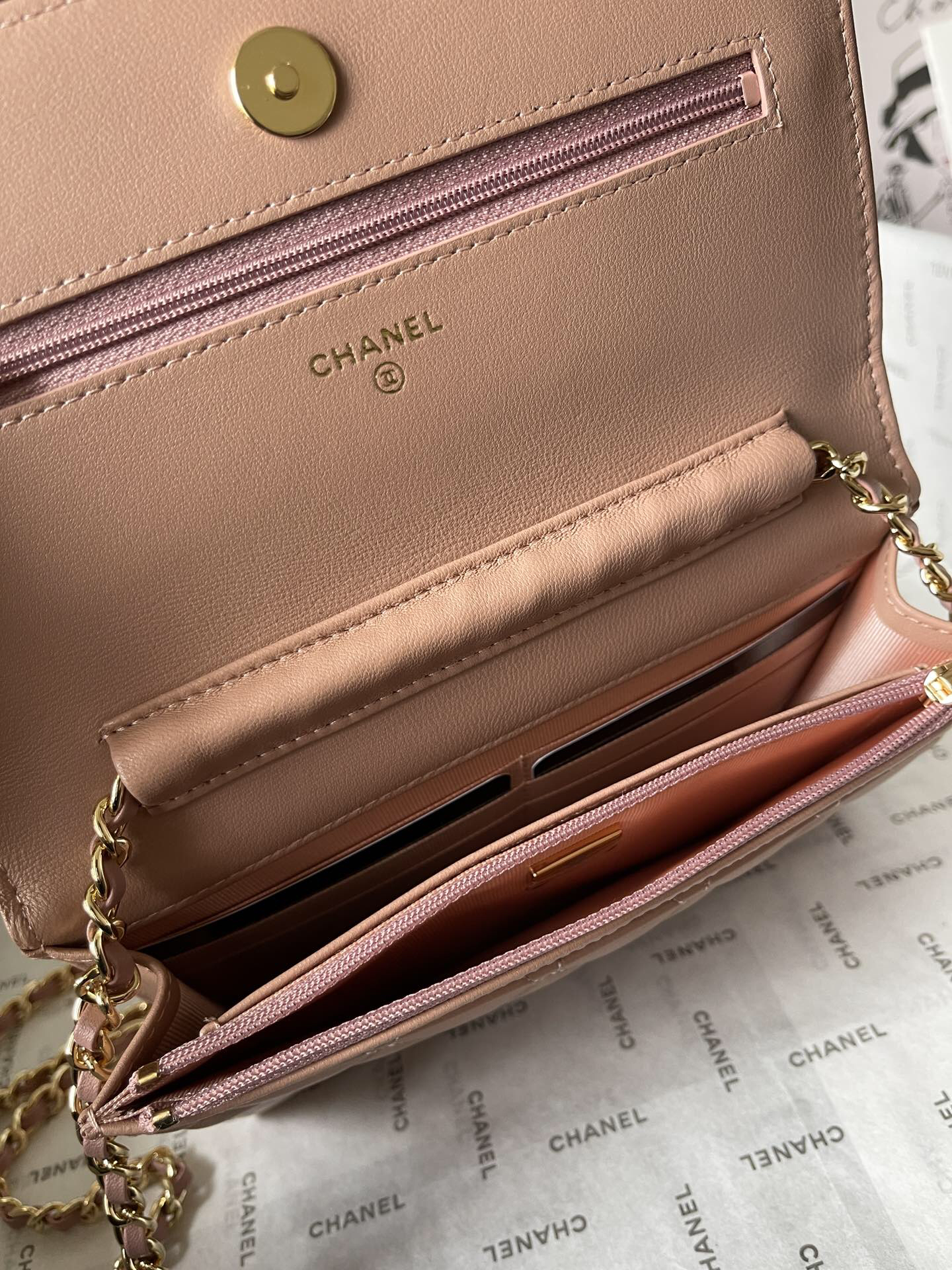Chanel CF WOC Lambskin Chain Wallet - Image 8