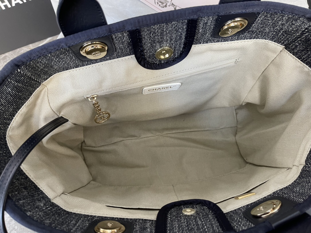 Chanel AS3257 Women's Denim Canvas Shopping Tote - Image 8