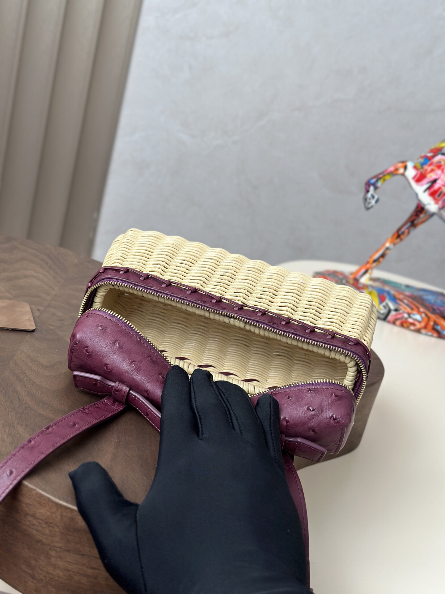 ExtraPocket Small Woven Bamboo Handbag - Image 8