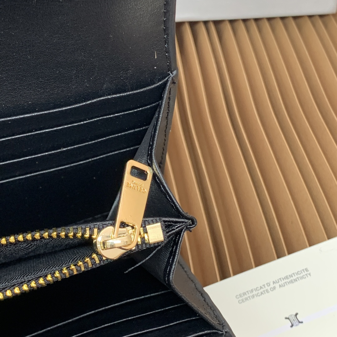Celine Triomphe Large Glossy Calfskin Wallet - Image 8