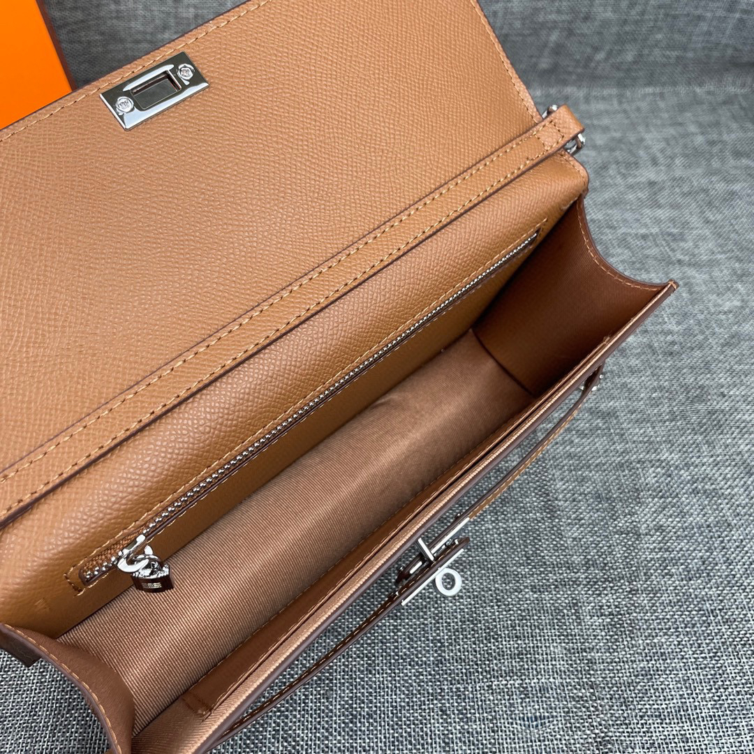 Hermes Kelly-Style Textured Leather Shoulder Crossbody Bag - Image 8