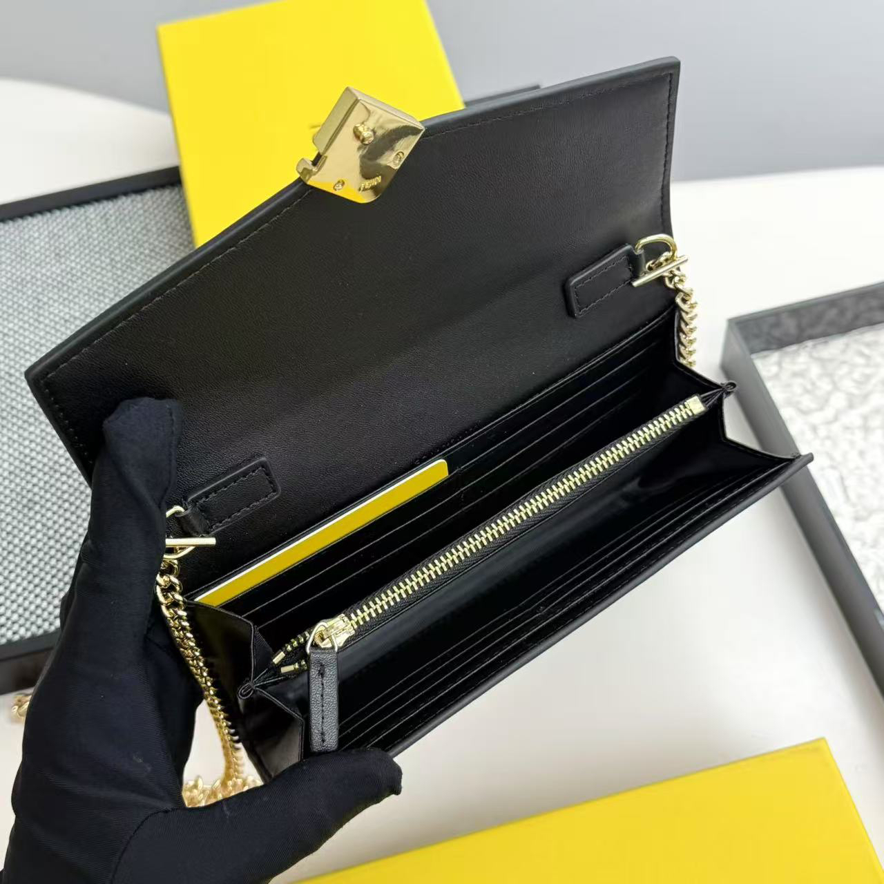 Fendi FF Diamonds Leather Crossbody Wallet - Image 8