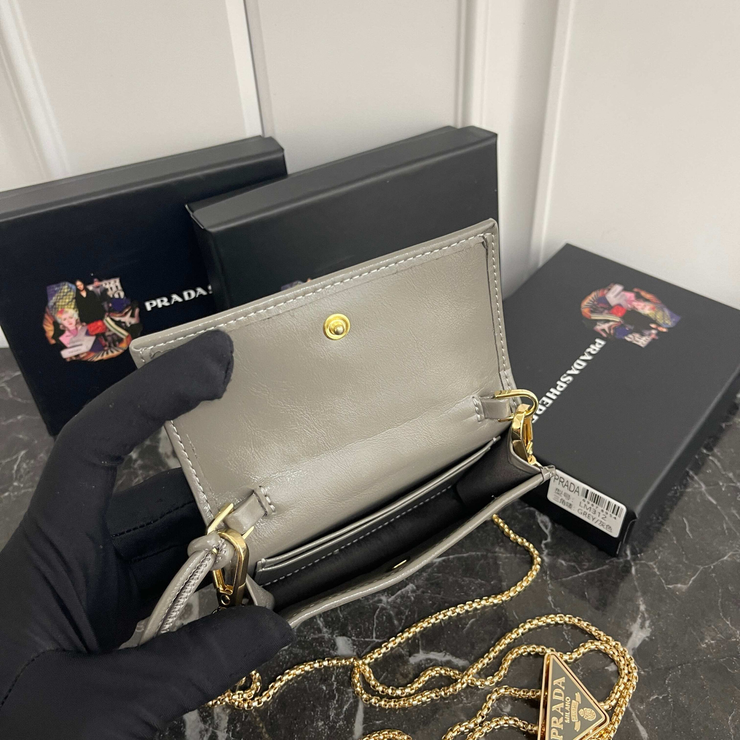 Prada Saffiano Leather Card Holder with Triangle Logo - Image 8