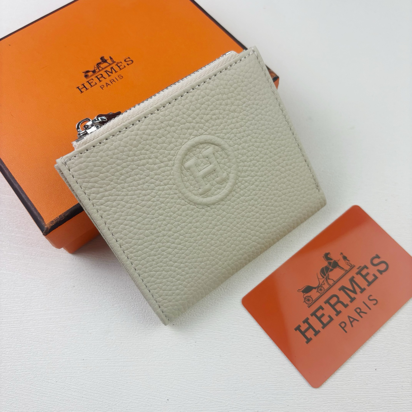 Hermes Silk'in Togo Leather Women's Compact Wallet - Image 8