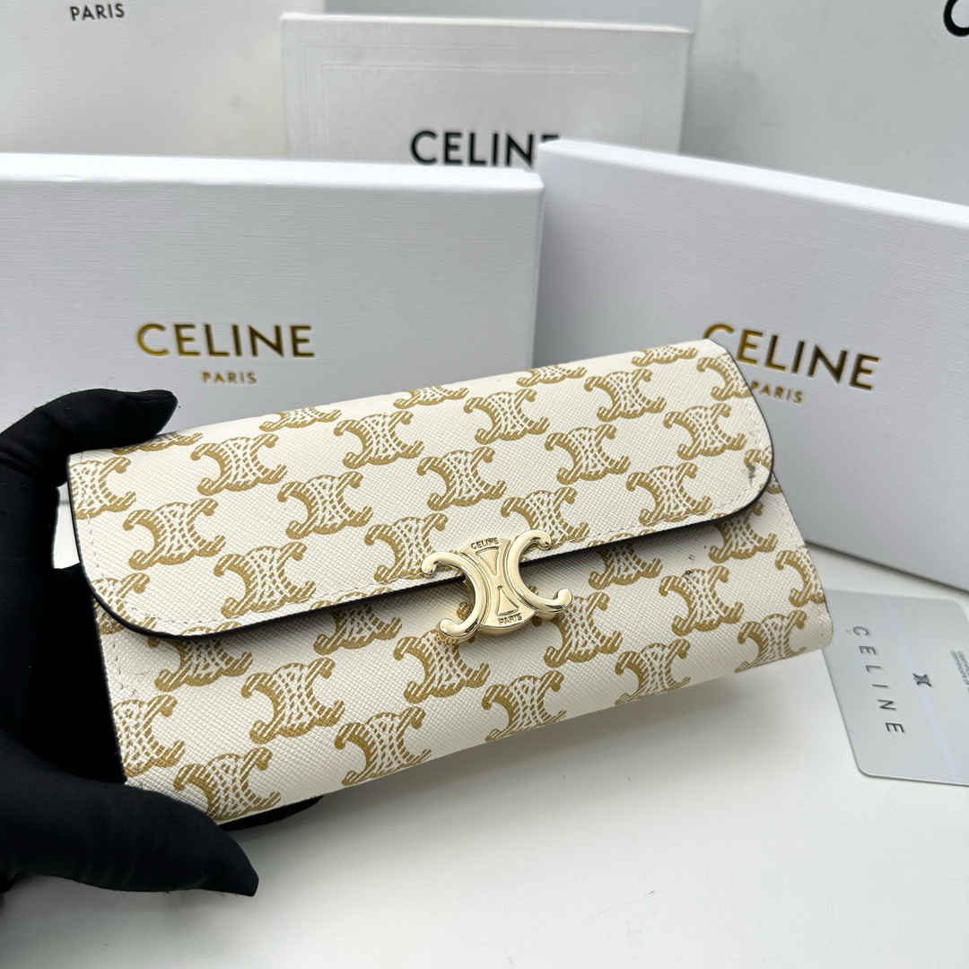 Celine White Printed Leather Wallet - Image 8