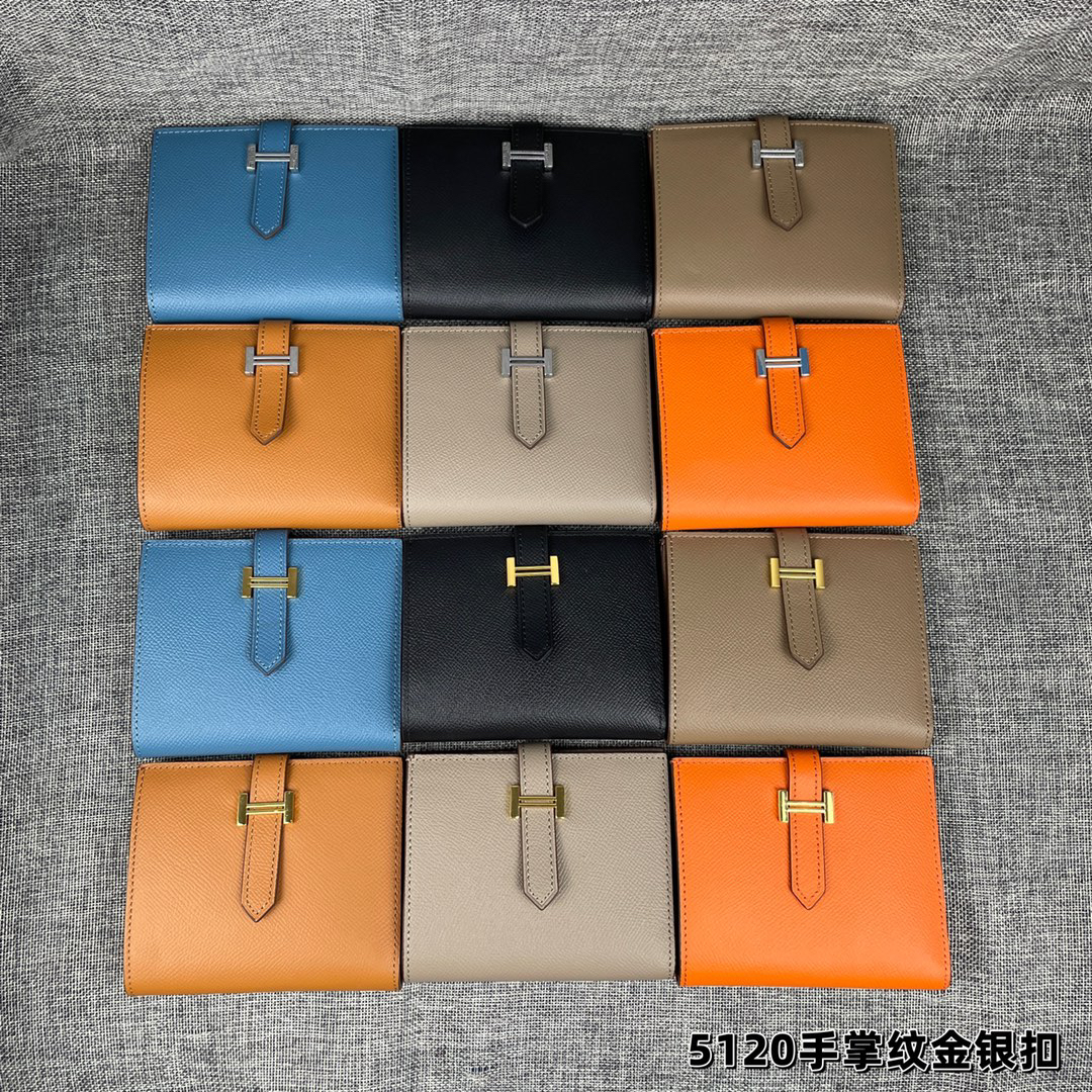 Hermes Palm-Print Leather Vertical Wallet, Model 5120 - Image 8